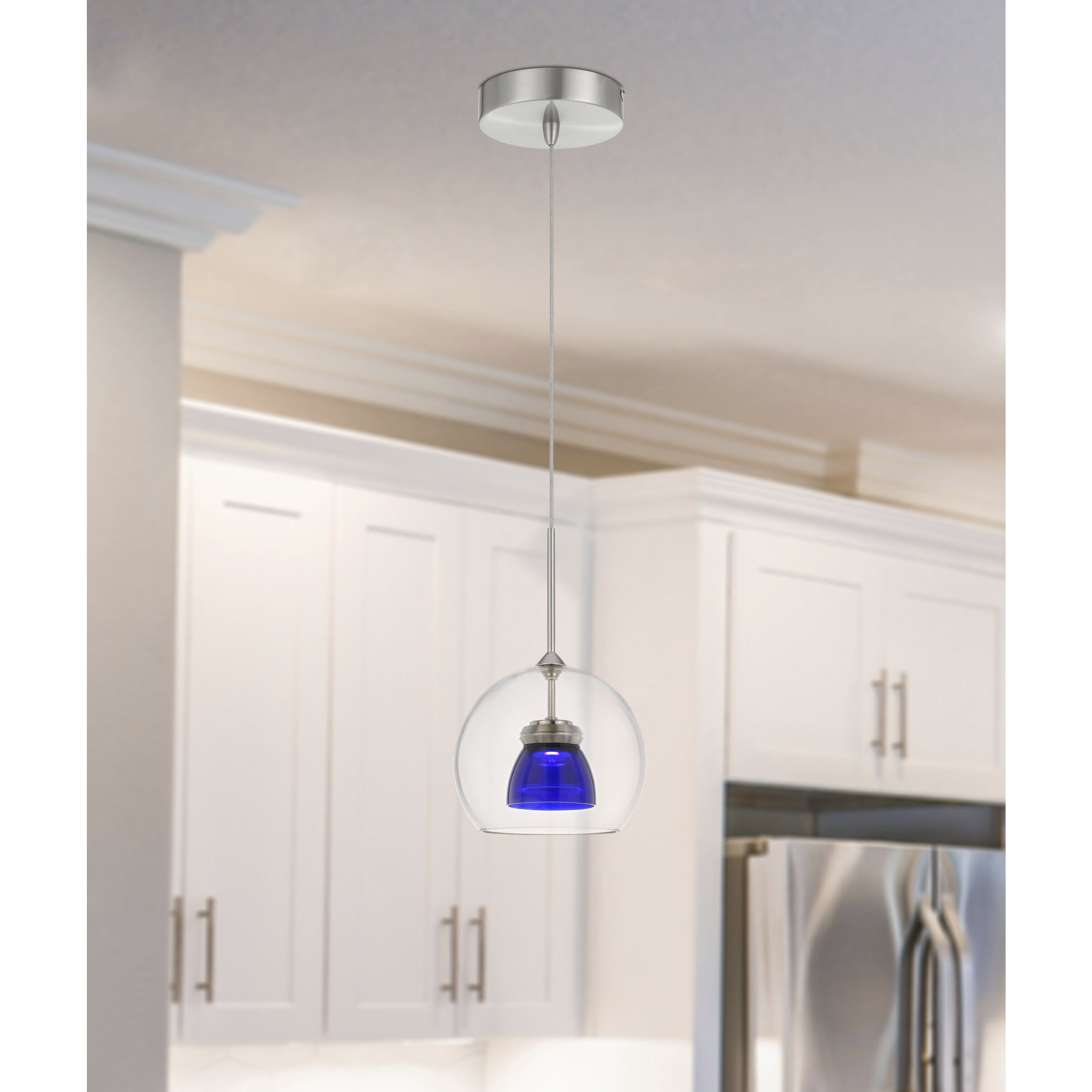 Double Glass LED 6 inch Clear Blue Mini Pendant Ceiling Light