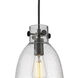 Newton Bell 4 Light 51.75 inch Matte Black Linear Pendant Ceiling Light in Seedy Glass