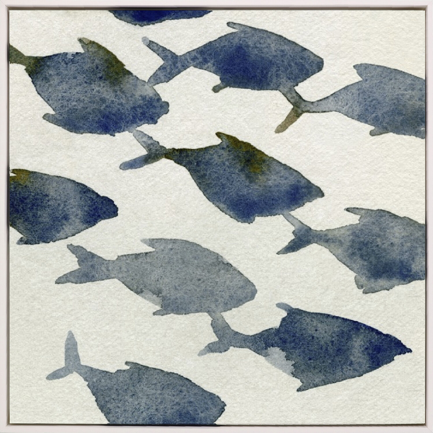 Fish Friends Blue and Gray and White Canvas