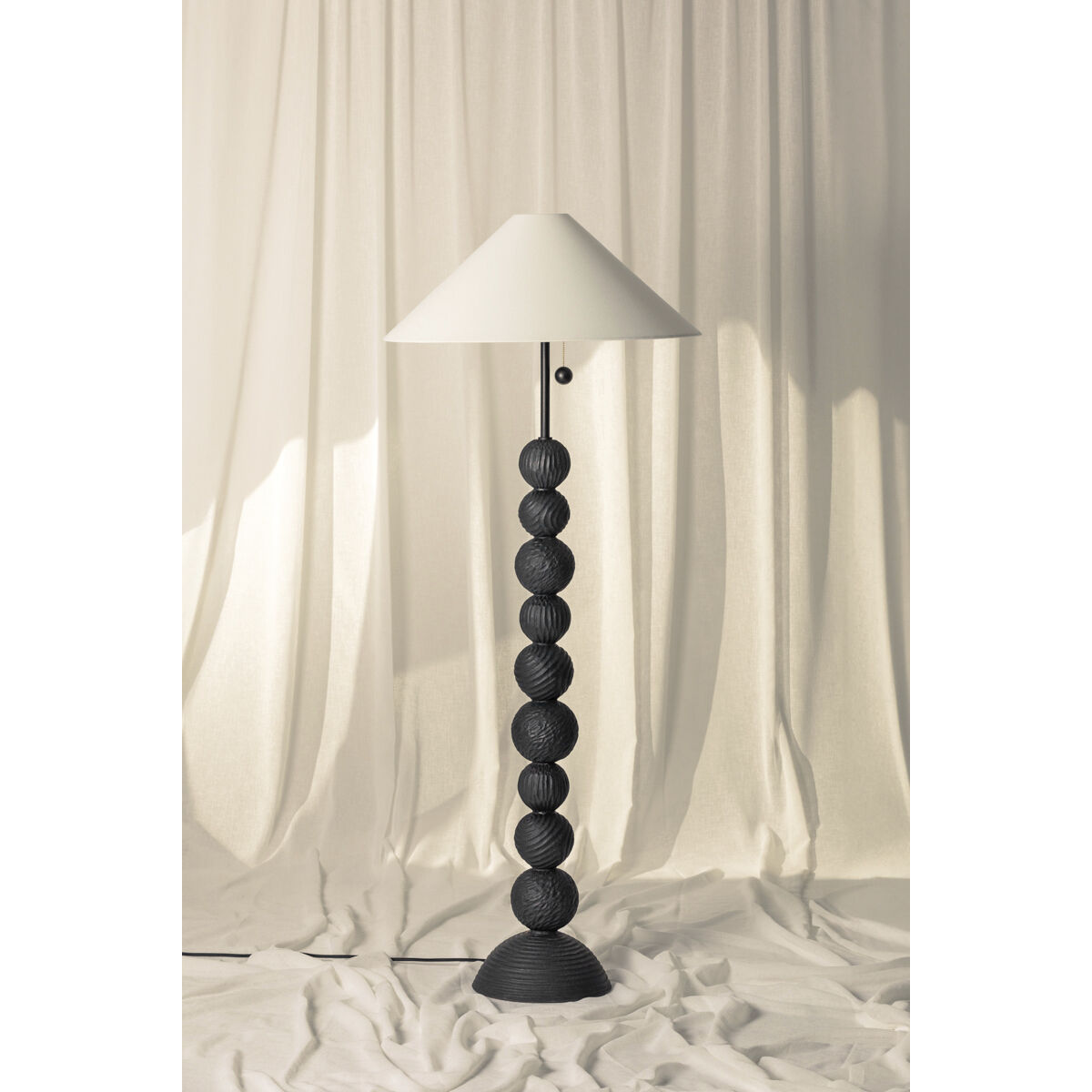 Miela 64 inch 15.00 watt Forged Iron/Ceramic Black Motif Table Lamp Portable Light