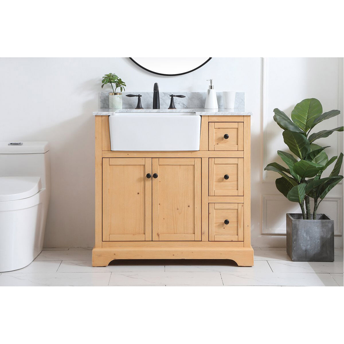 Franklin 36 X 22 X 35 inch Natural Wood Bathroom Vanity Cabinet