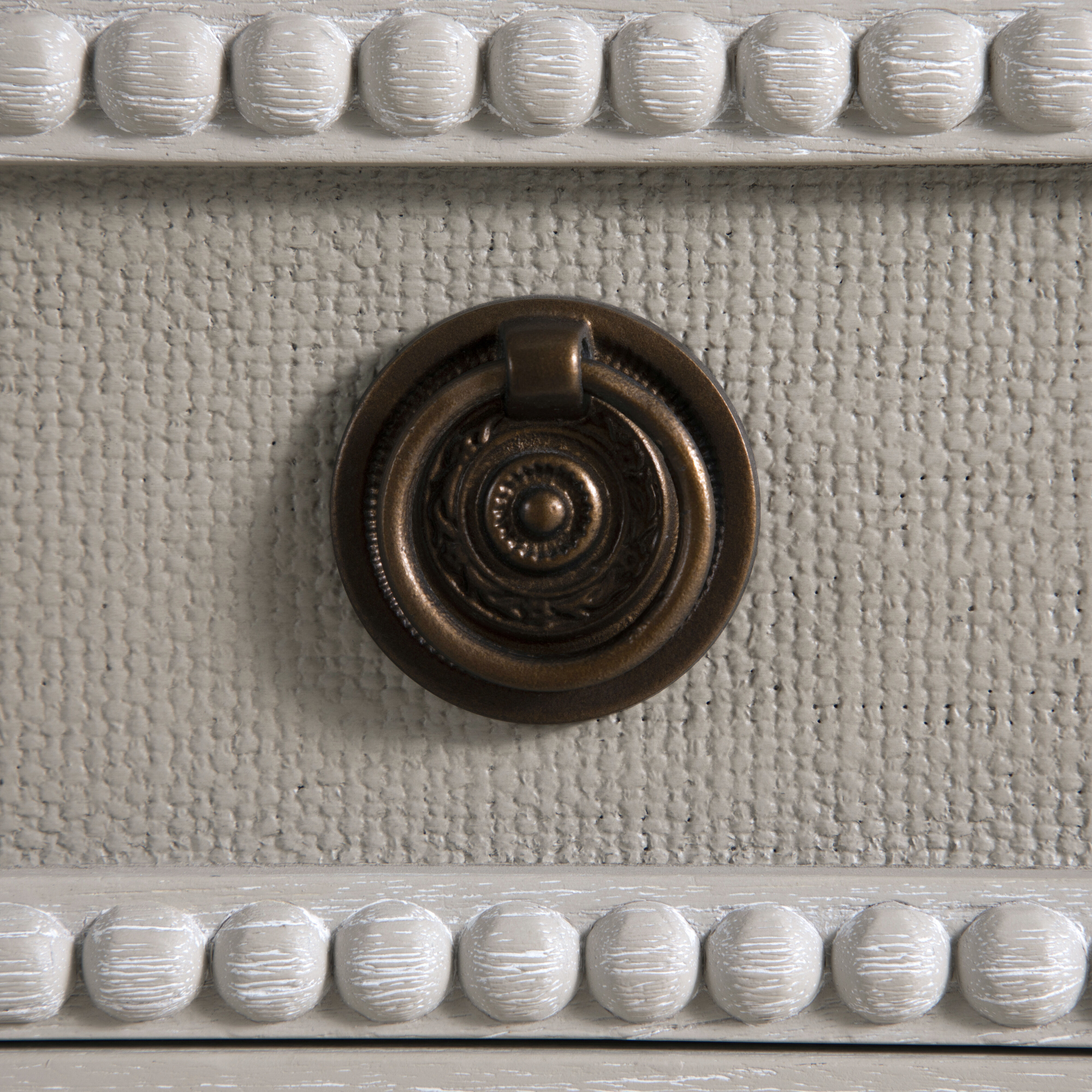 Caroline 30.5 X 30 inch Cerused White and Painted Burlap with Antique Bronze Nightstand