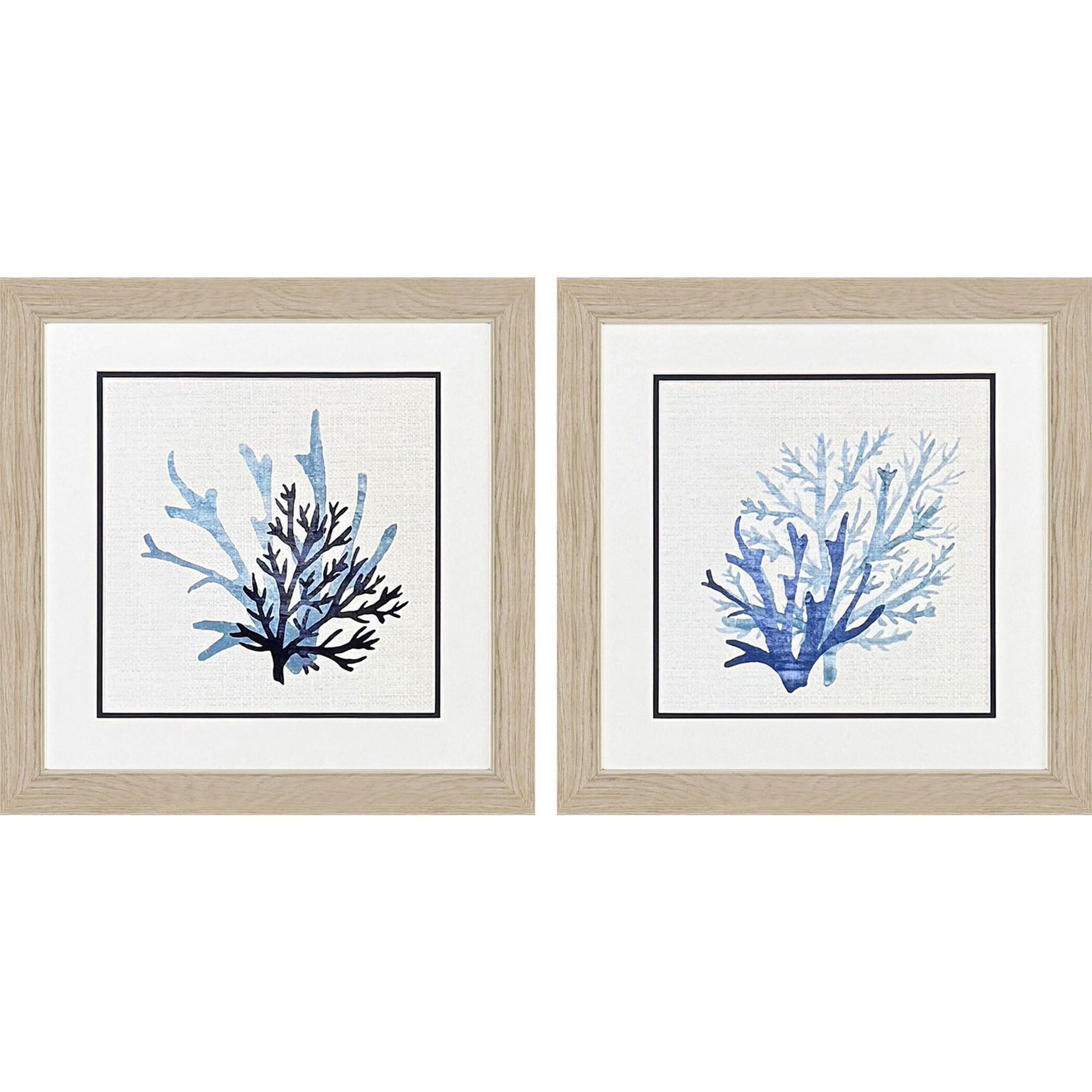 Coral Shades Blue and Teal and Beige Framed Art, Propac