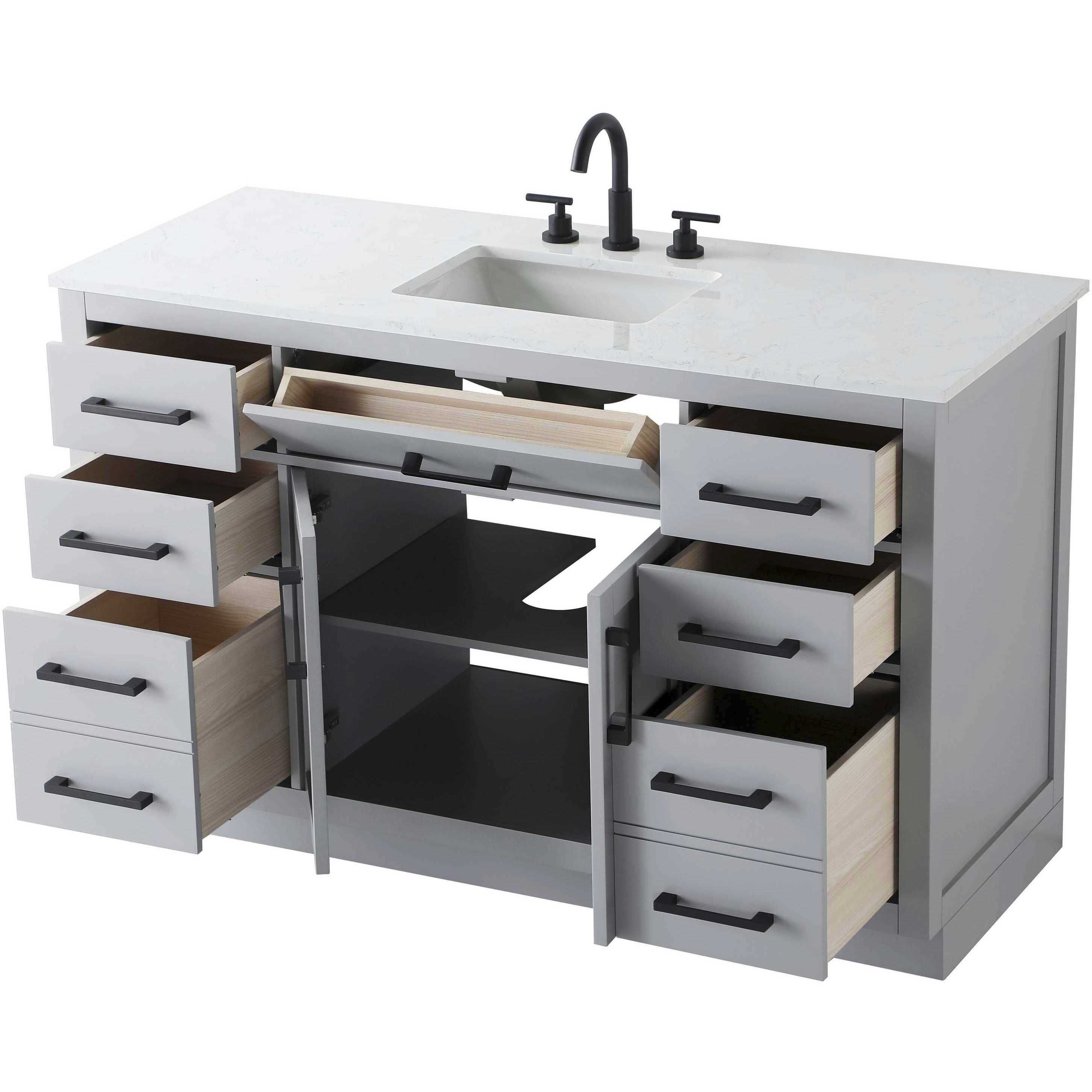 Alden 54 X 35 inch Grey Bathroom Vanity Cabinet