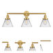 Franklin Restoration Large Cone LED 32 inch Satin Gold Bath Vanity Light Wall Light in Clear Glass, Franklin Restoration