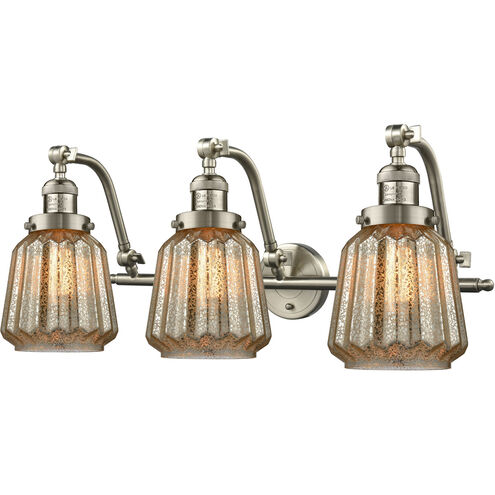 Franklin Restoration Chatham LED 28 inch Brushed Satin Nickel Bath Vanity Light Wall Light in Mercury Glass, Franklin Restoration