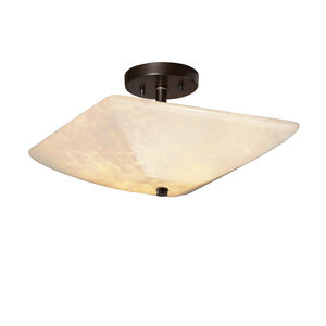 Fusion LED 14 inch Antique Brass Semi-Flush Ceiling Light in Mercury Glass, 2000 Lm LED