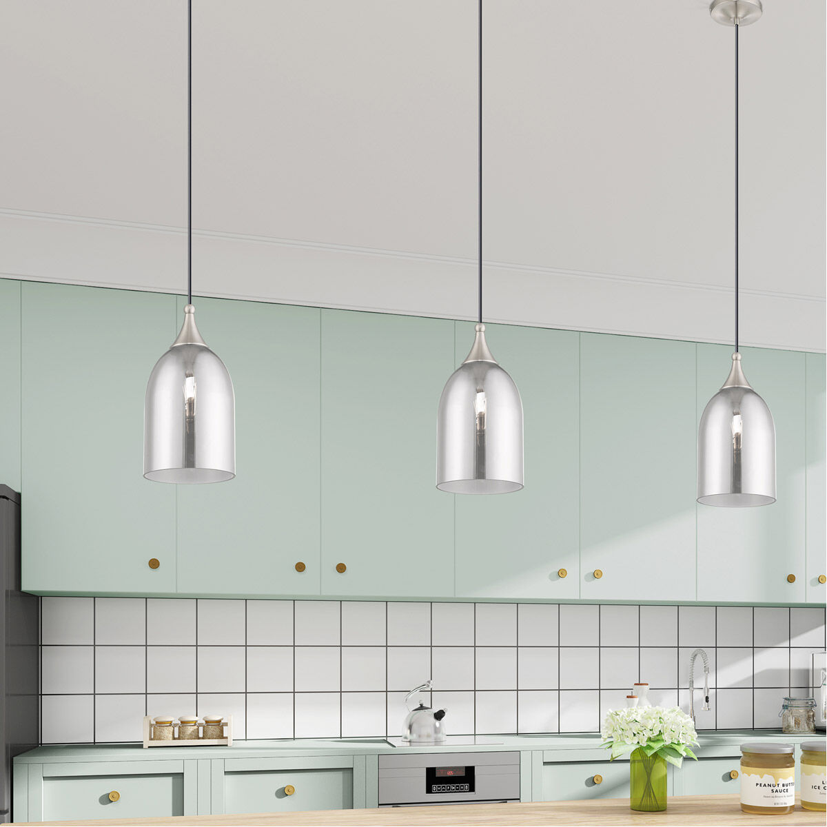 Art Glass 1 Light 6 inch Brushed Nickel Mini Pendant Ceiling Light