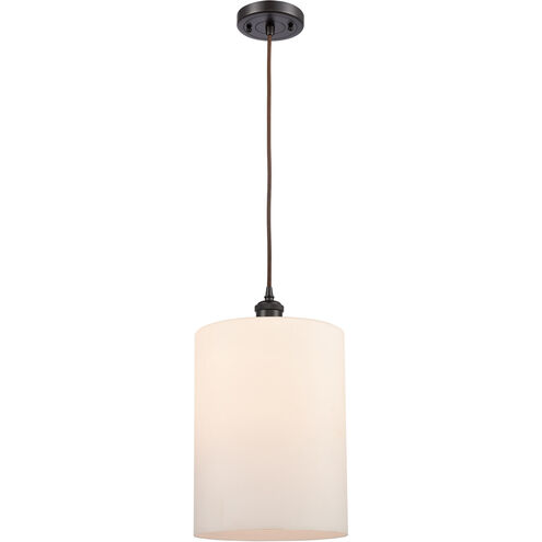 Ballston Large Cobbleskill LED 9 inch Oil Rubbed Bronze Mini Pendant Ceiling Light in Matte White Glass, Black Textured, Ballston