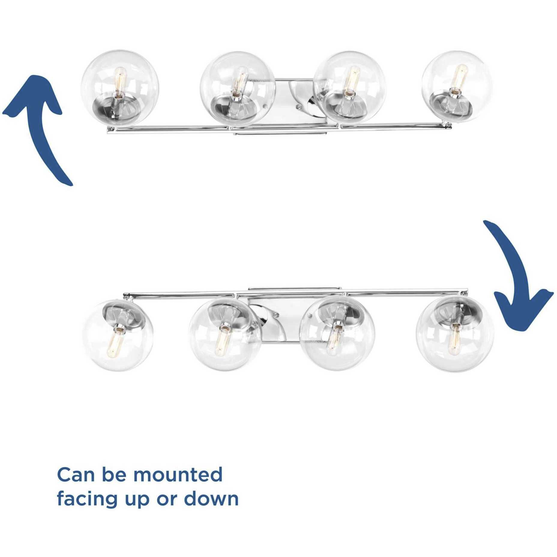 Mod 4 Light 33 inch Polished Chrome Bath Vanity Wall Light, Design Series