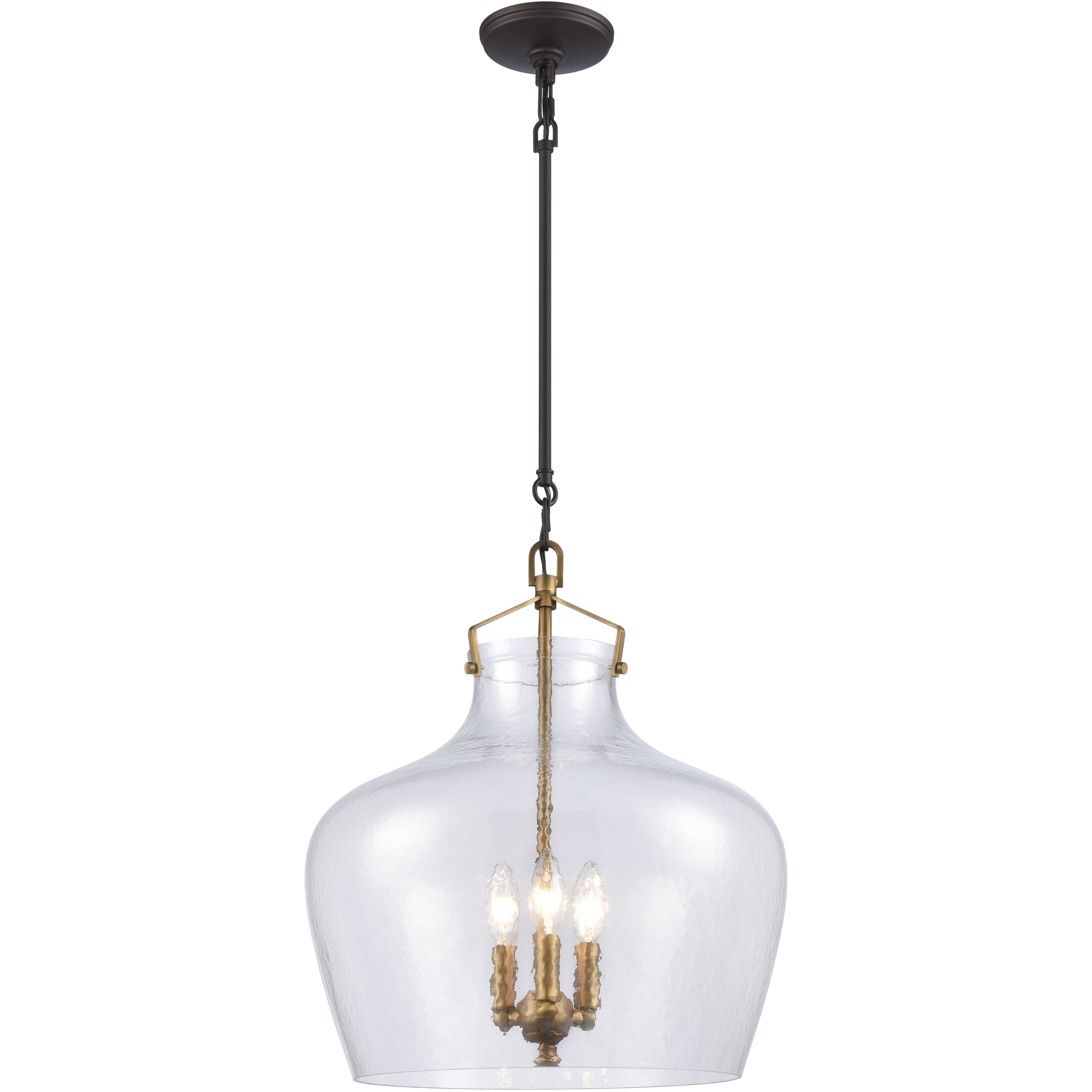 Davenport 3 Light 17 inch Brushed Antique Brass Pendant Ceiling Light