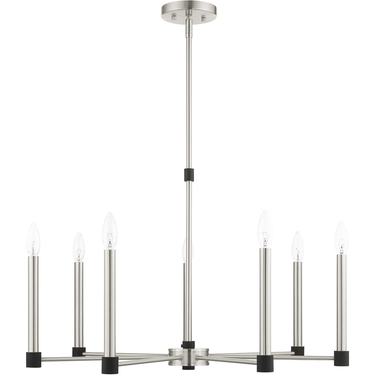 Karlstad 7 Light 28 inch Brushed Nickel with Satin Brass Accents Chandelier Ceiling Light