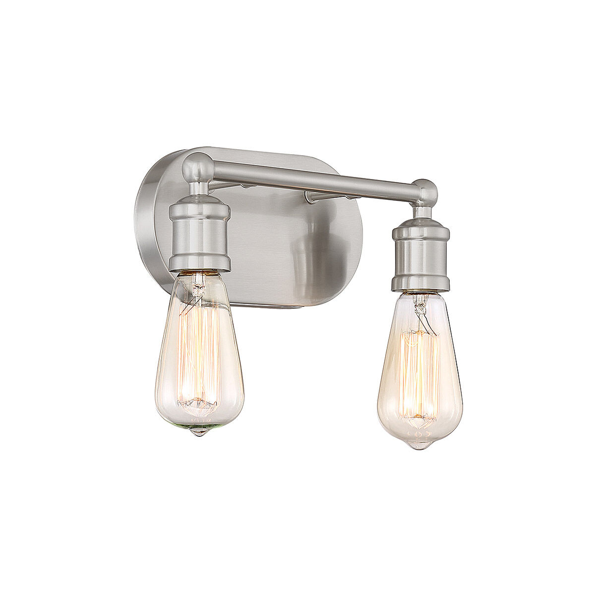 Industrial 2 Light 10 inch Brushed Nickel Bathroom Vanity Light Wall Light