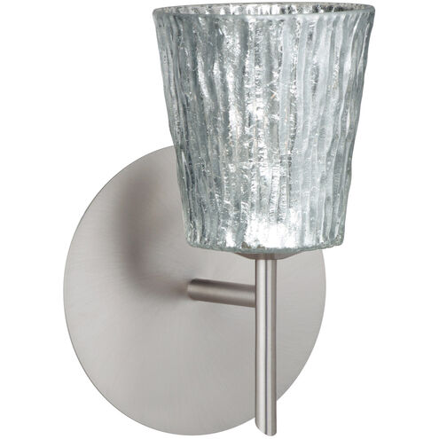 Nico 4 1 Light 5 inch Satin Nickel Mini Sconce Wall Light in Halogen, Stone Silver Foil Glass