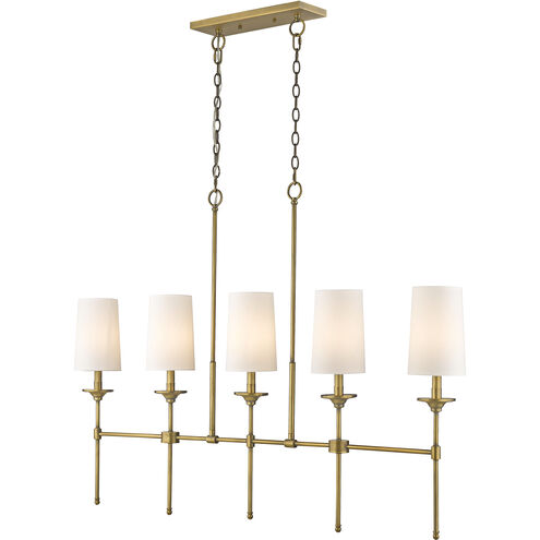 Emily 5 Light 51 inch Rubbed Brass Island Ceiling Light