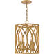 Leona 4 Light 14 inch Distressed Brass Pendant Ceiling Light