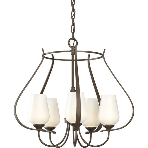 Flora 5 Light 22.2 inch Bronze Chandelier Ceiling Light in Opal