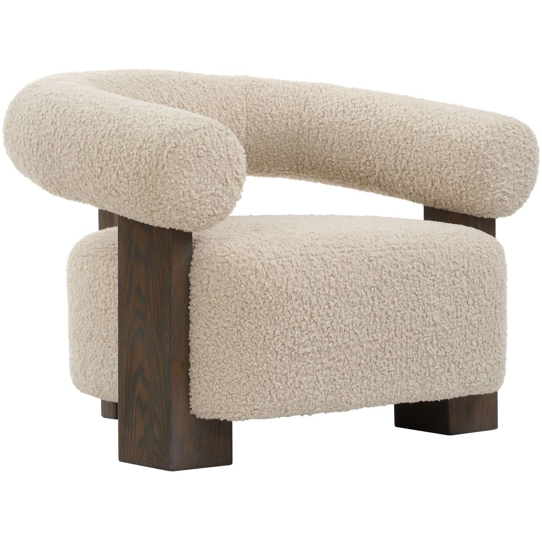 Lennox Dark Walnut and Linen Accent Chair