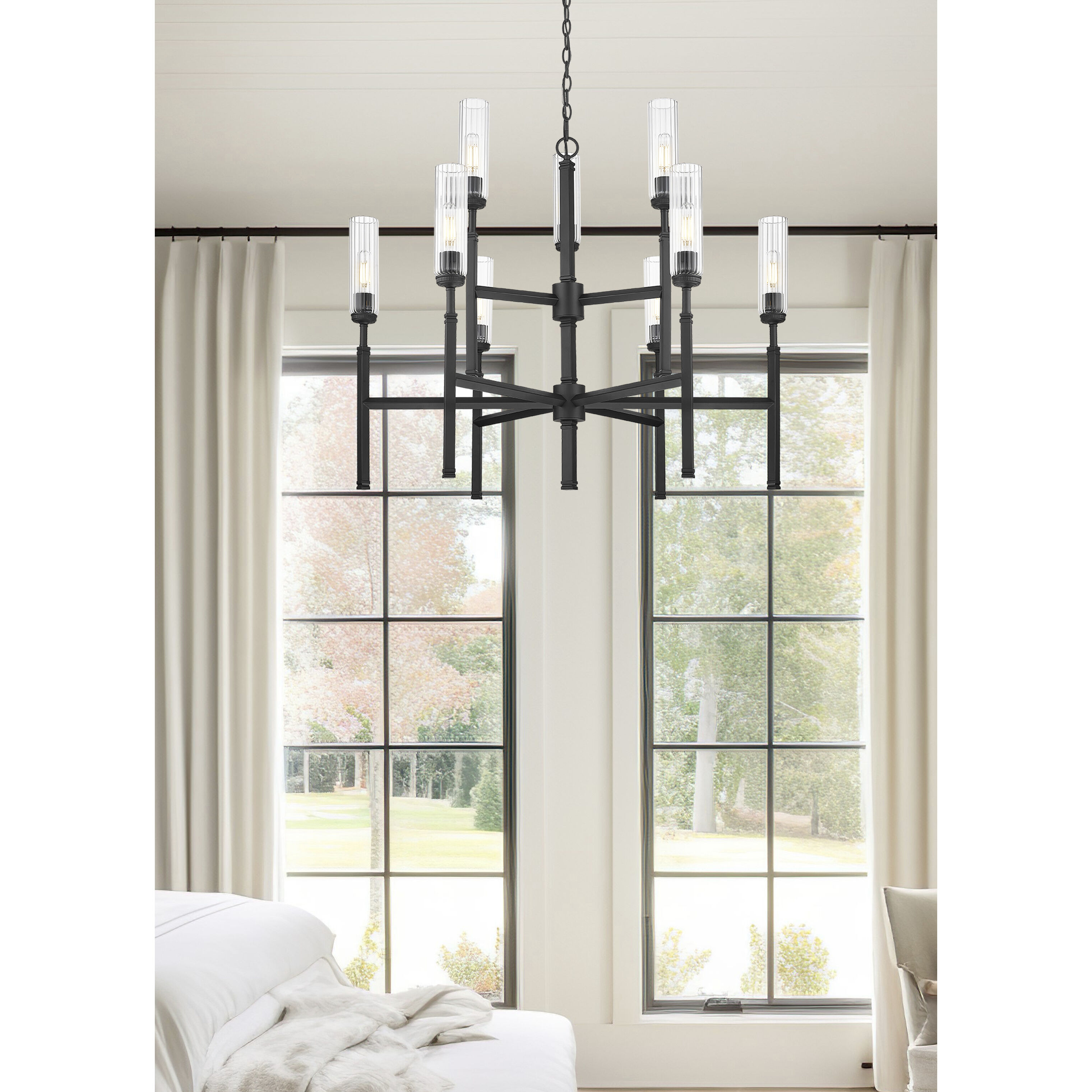 Esme 9 Light 38 inch Matte Black Chandelier Ceiling Light