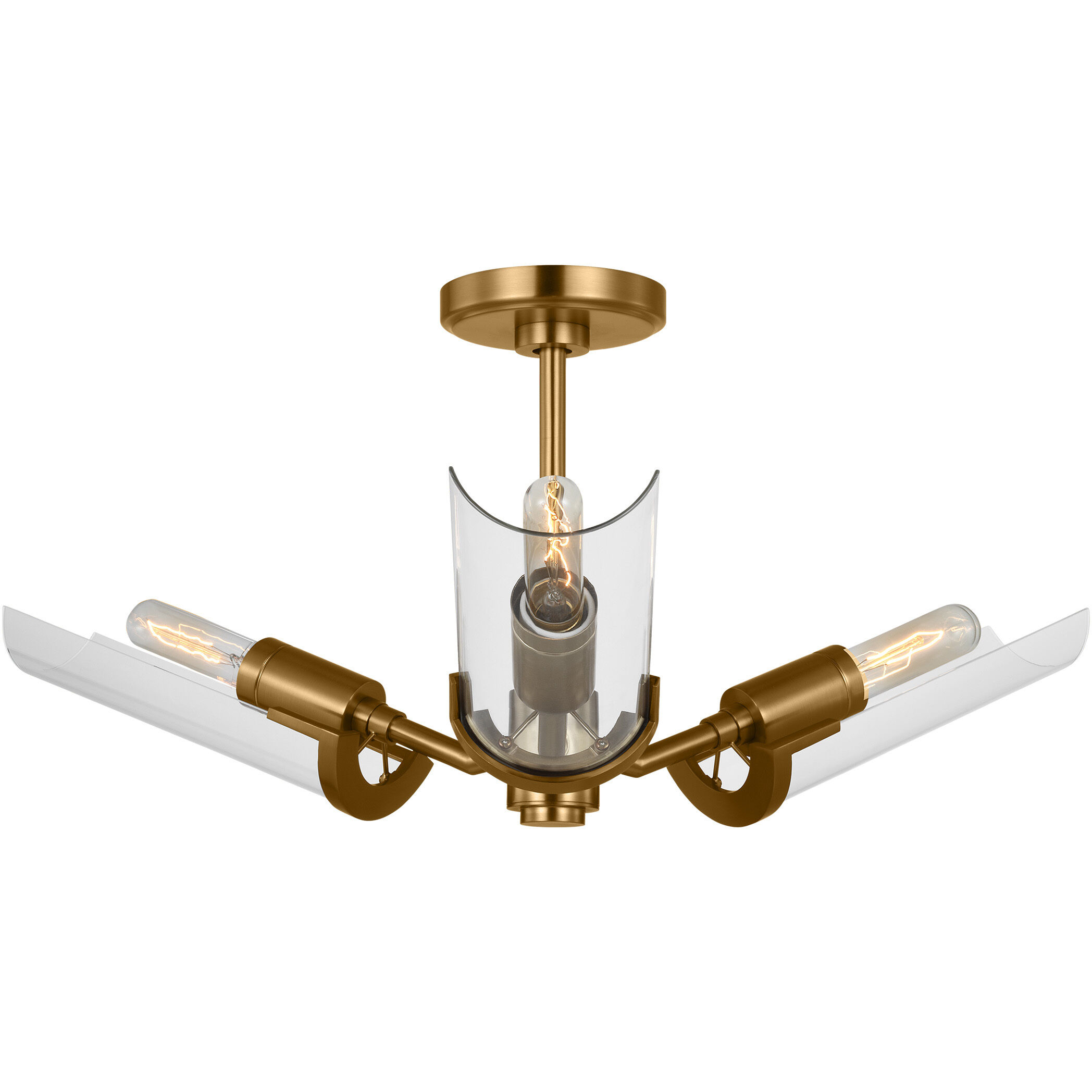 TOB by Thomas O'Brien Mezzo 3 Light 27.25 inch Burnished Brass Flush Mount Ceiling Light