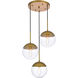 Eclipse 3 Light 18 inch Brass Pendant Ceiling Light