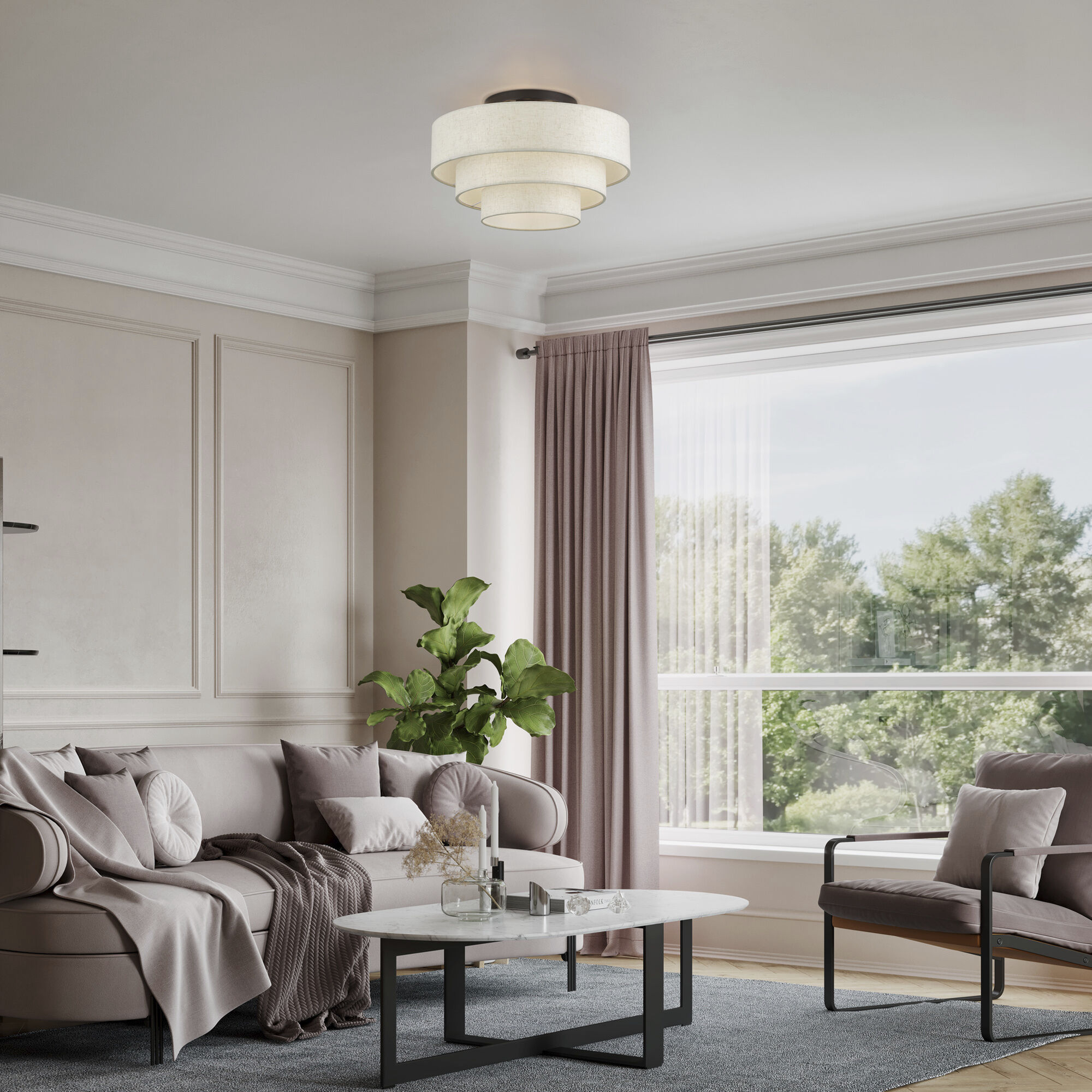 Manorwood 4 Light 21 inch English Bronze Semi Flush Mount Ceiling Light, Extra Large