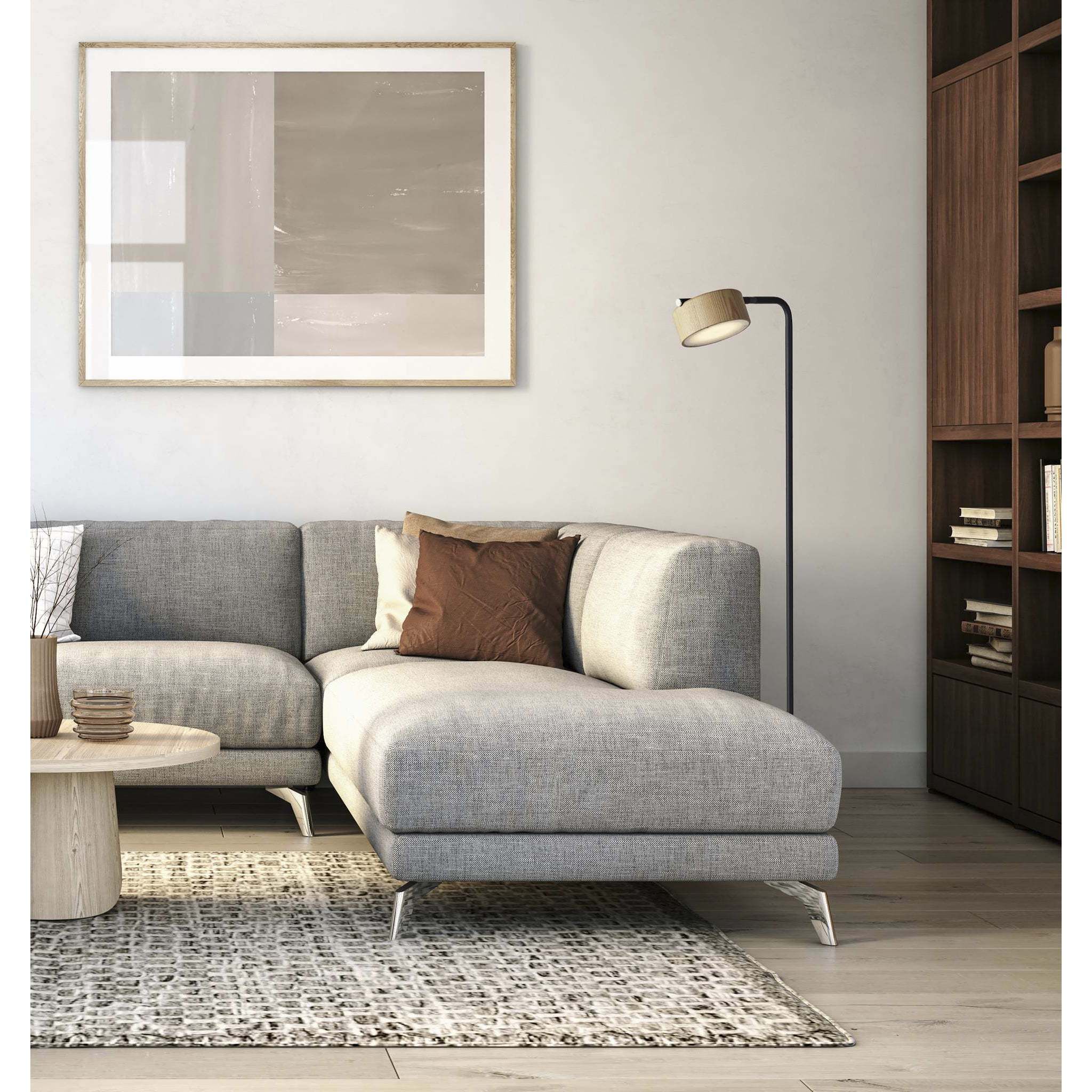 Roman 55 inch 10.00 watt Black / Natural Wood Floor Lamp Portable Light