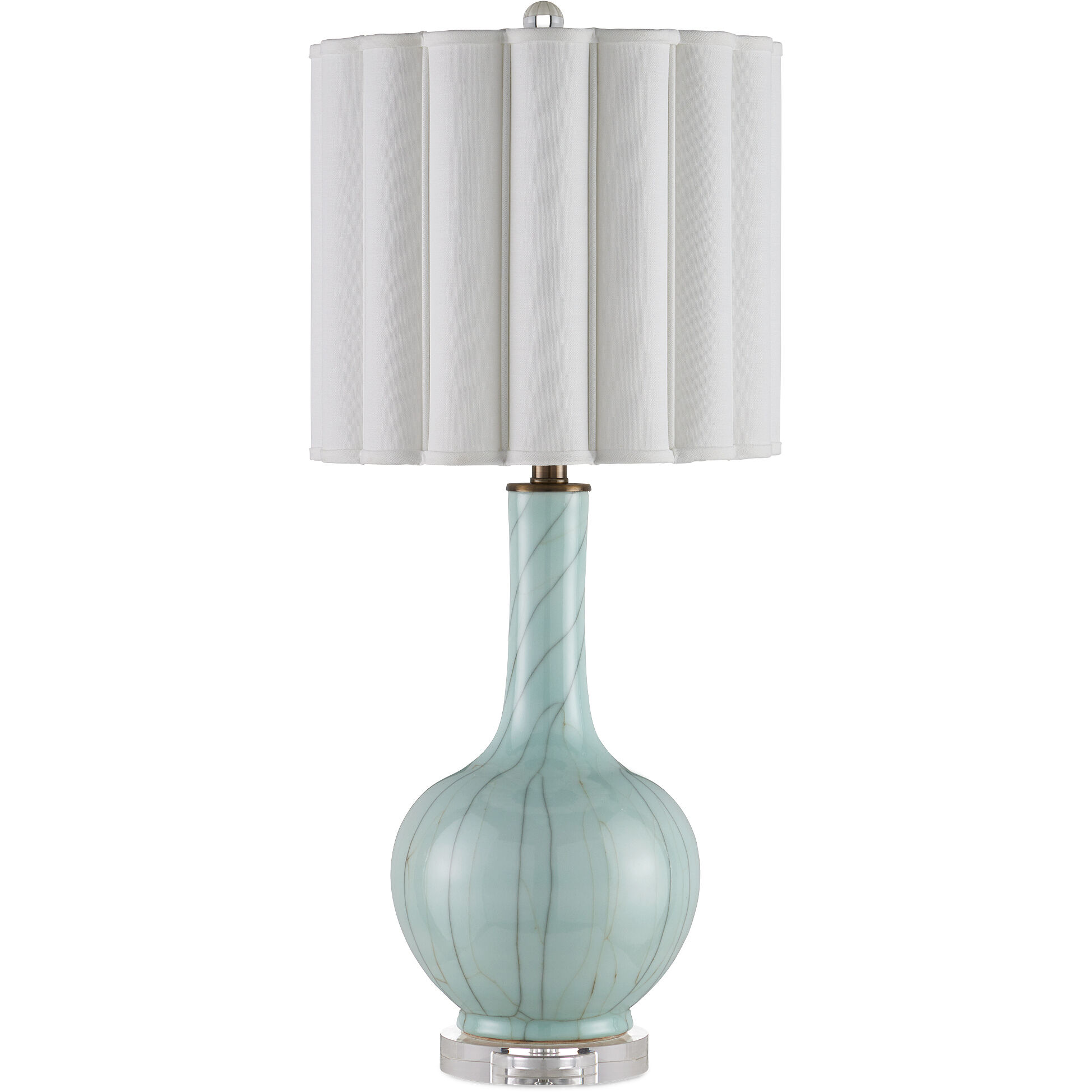 Celadon 29.75 inch 150 watt Celadon Crackle/Clear/Antique Brass Table Lamp Portable Light