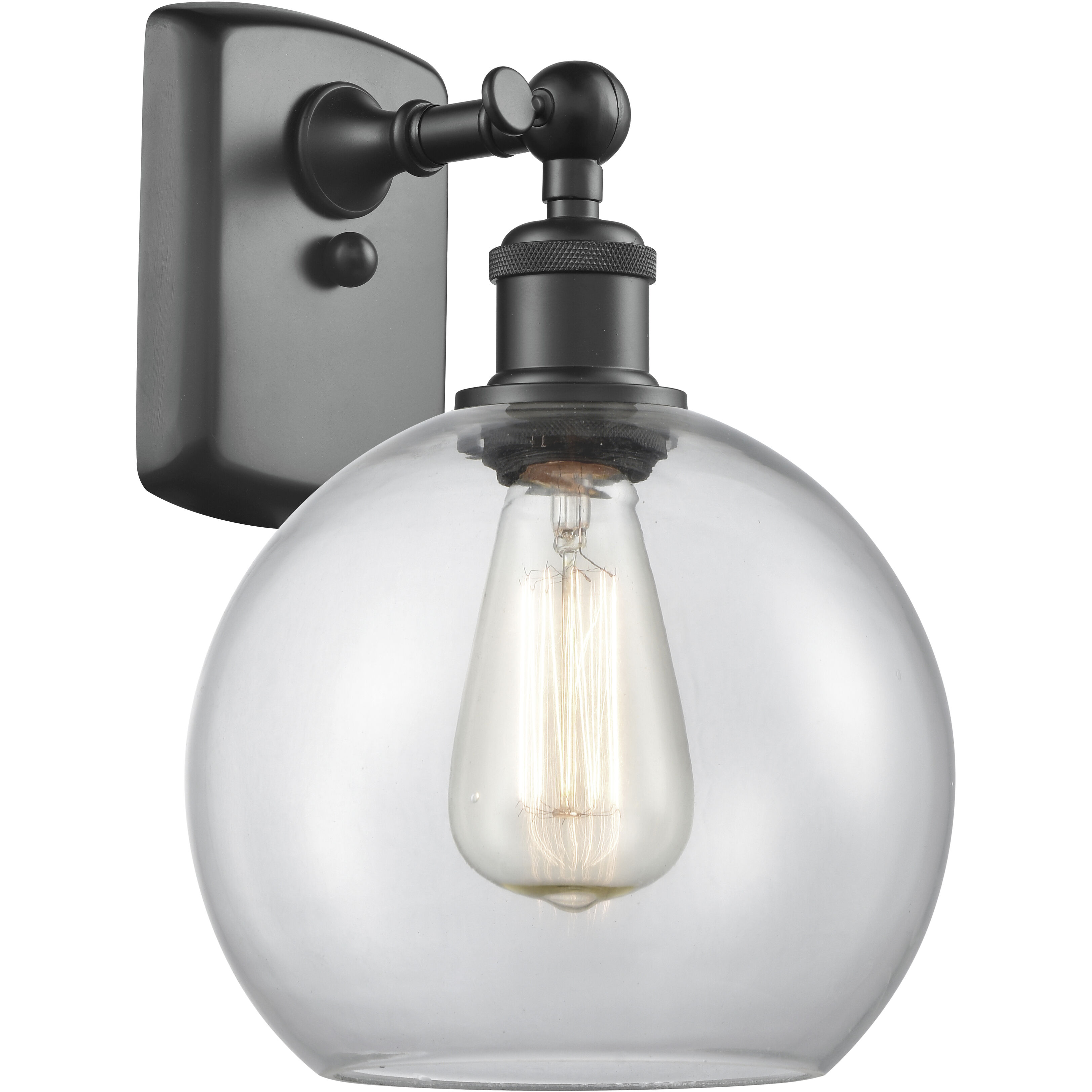 Ballston Athens LED 8 inch Matte Black Sconce Wall Light in Clear Glass, Ballston