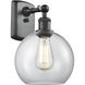 Ballston Athens LED 8 inch Matte Black Sconce Wall Light in Clear Glass, Ballston