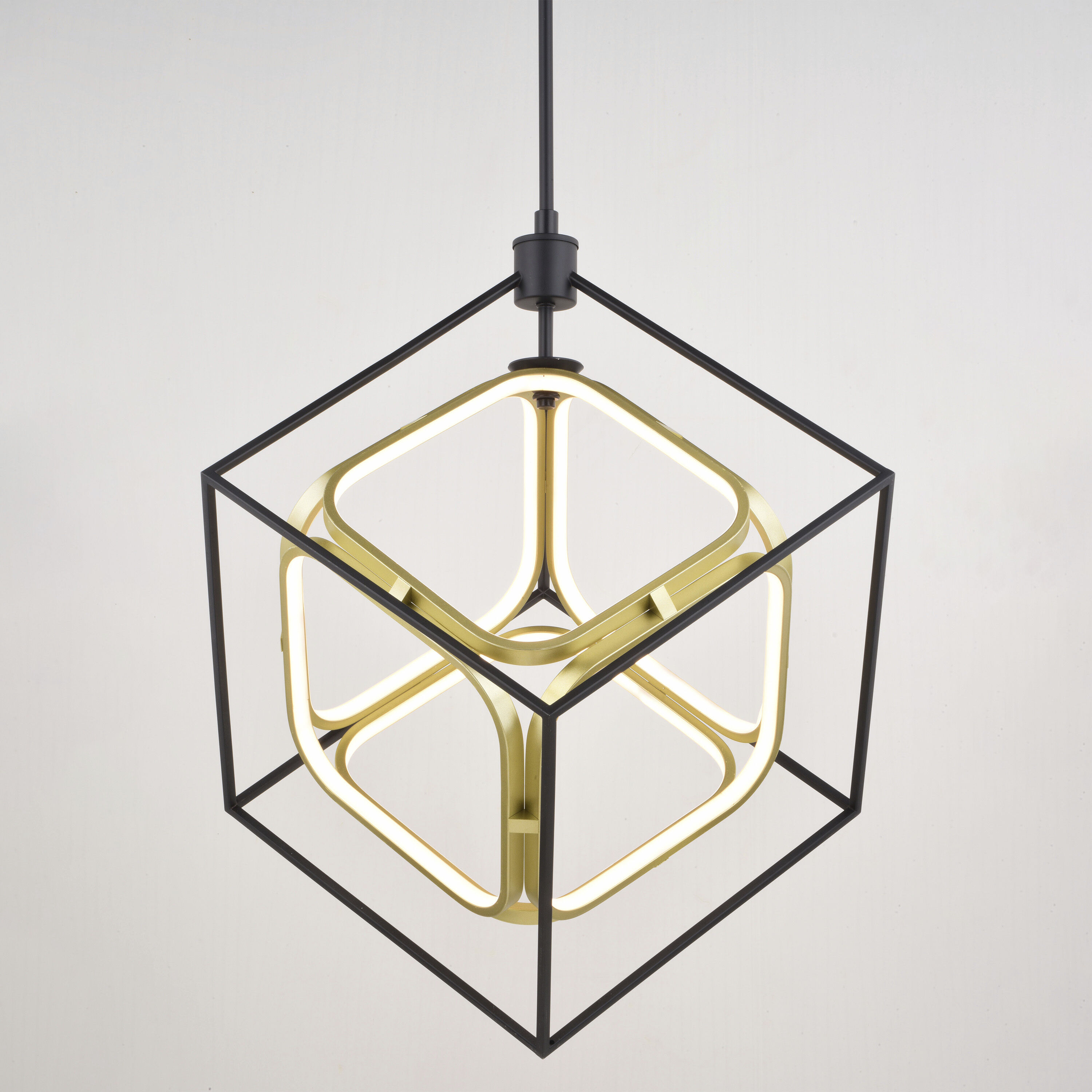 Anson LED 23.5 inch Matte Black and Gold Pendant Ceiling Light