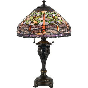 Tiffany 26 inch 60 watt Antique Bronze Table Lamp Portable Light