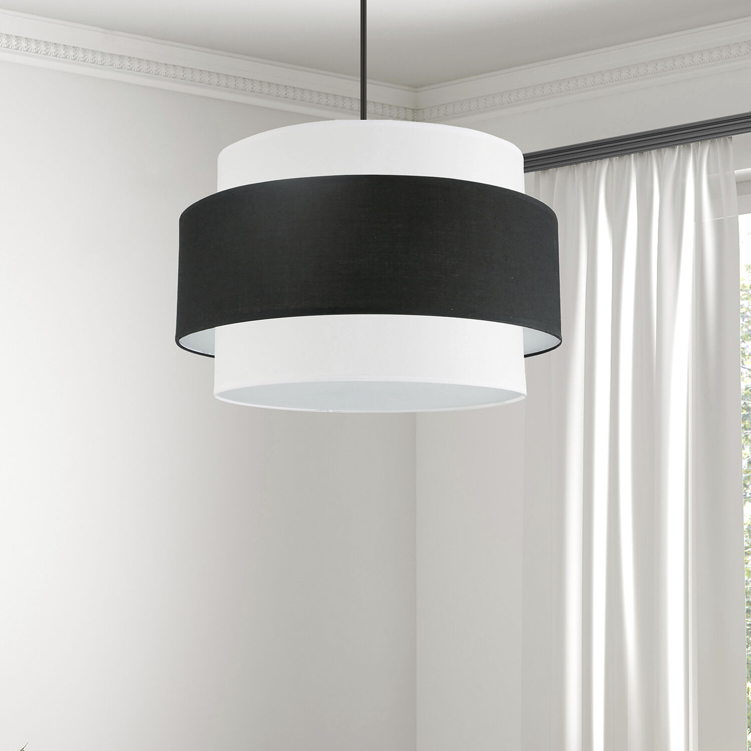 Priya 4 Light 22 inch Matte Black with Black-White Chandelier Ceiling Light in Black and White