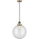 Franklin Restoration Beacon 1 Light 12 inch Brushed Brass Mini Pendant Ceiling Light in Incandescent, Clear