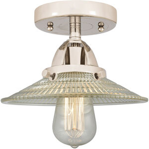 Nouveau 2 Halophane 1 Light 9 inch Polished Nickel Semi-Flush Mount Ceiling Light in Clear Halophane Glass
