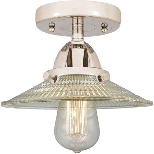 Nouveau 2 Halophane LED 9 inch Polished Nickel Semi-Flush Mount Ceiling Light in Clear Halophane Glass