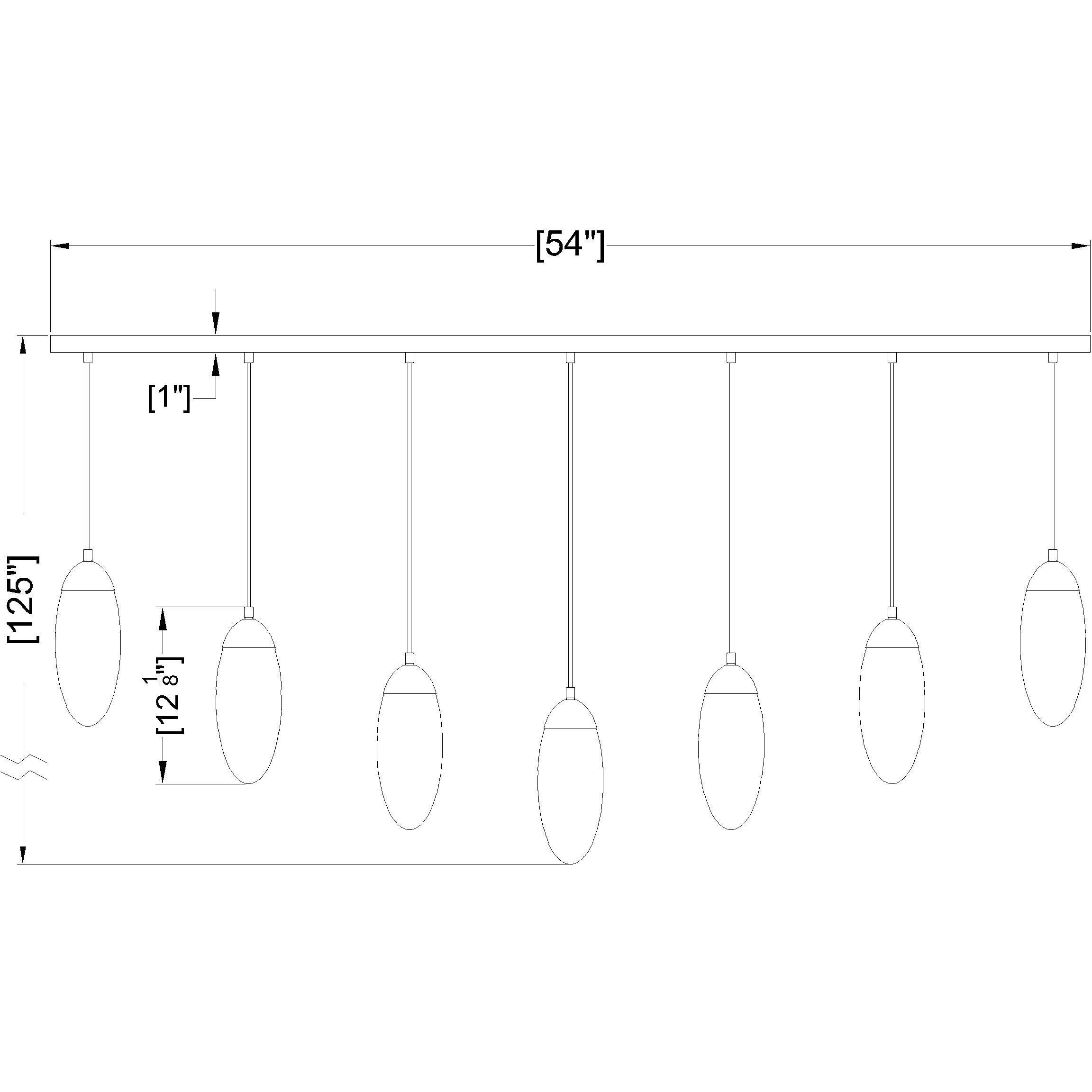 Arden 7 Light 54 inch Rubbed Brass Linear Chandelier Ceiling Light