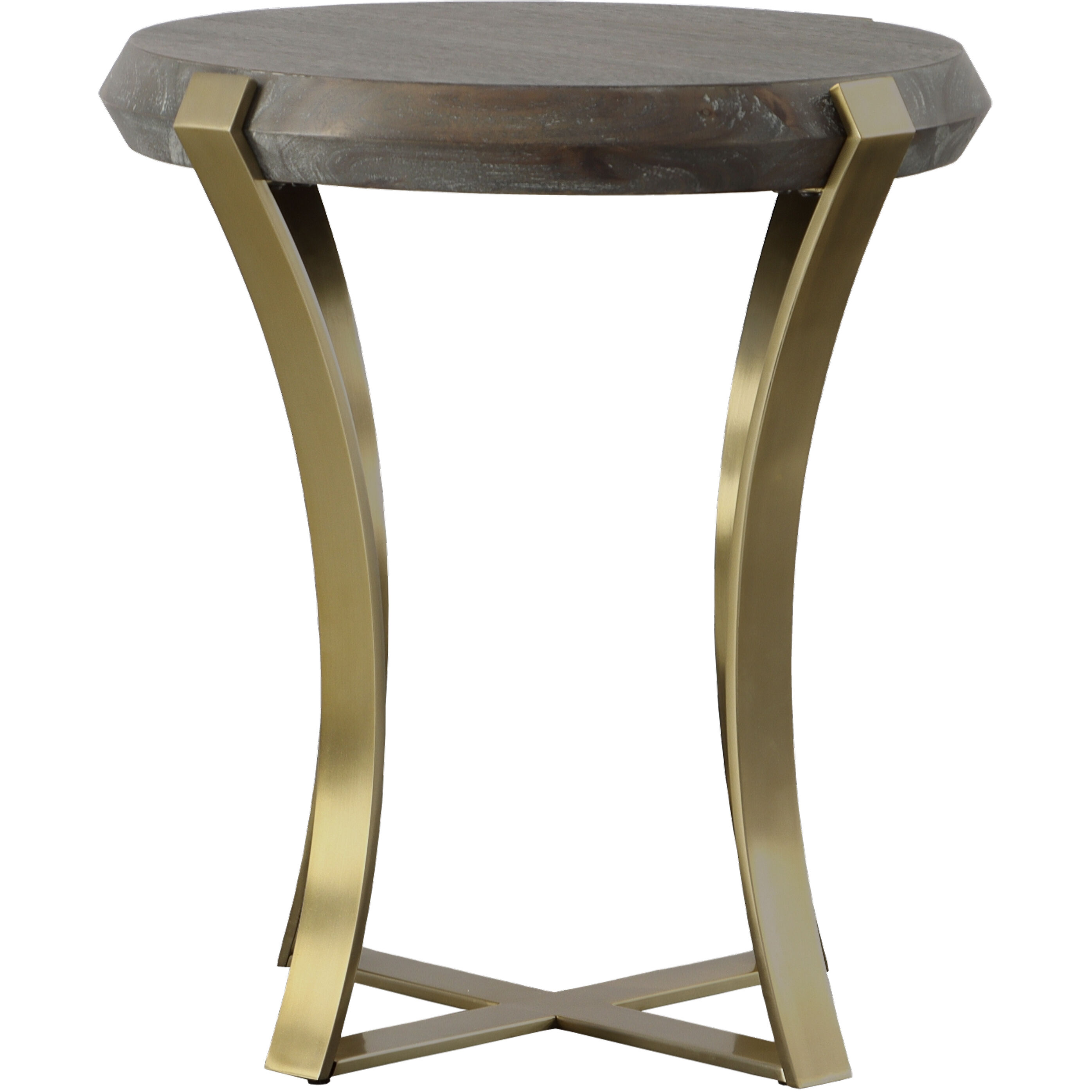 Unite 24 X 22.5 inch Plated Brushed Brass and Dark Walnut Stain Side Table