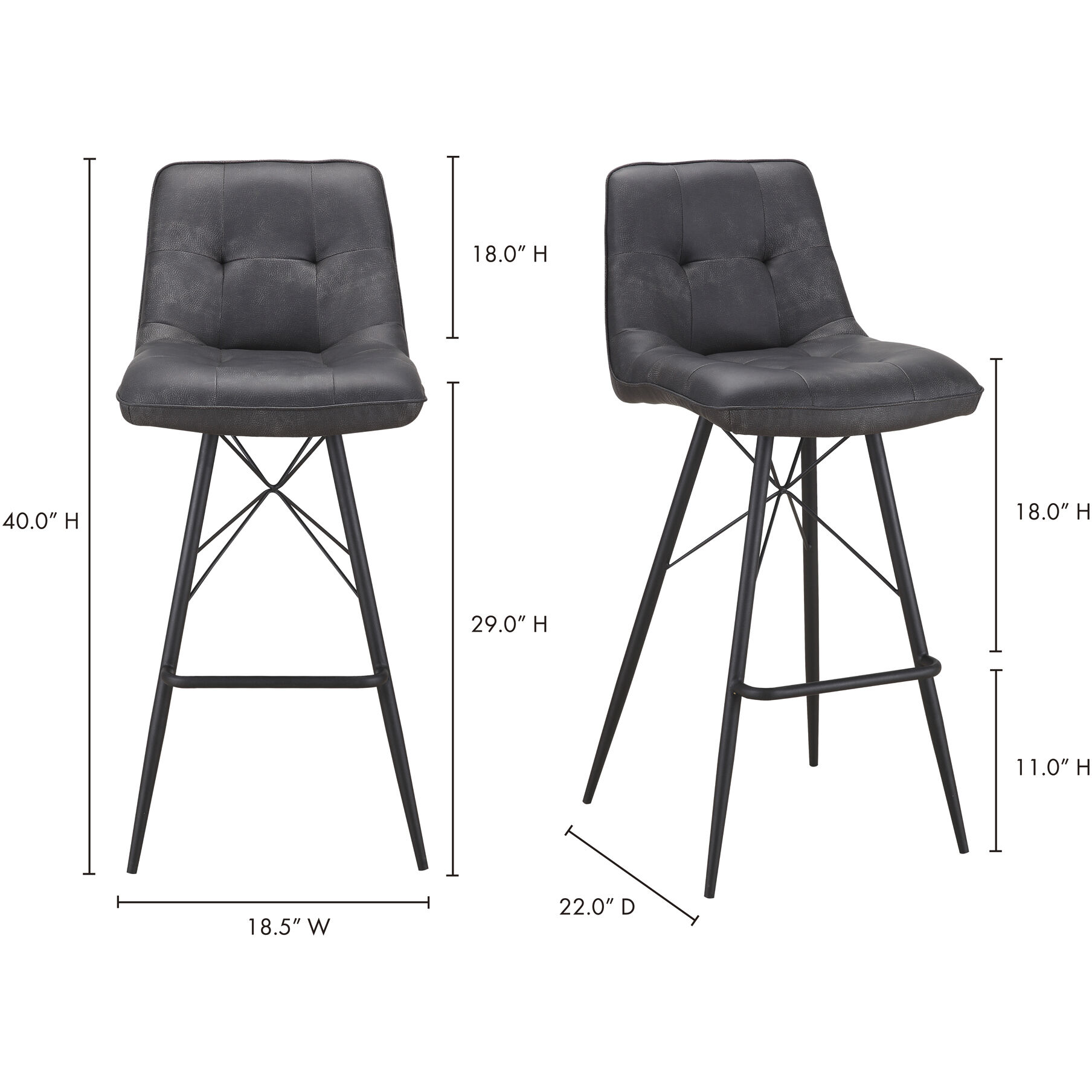 Morrison 40 inch Grey Barstool