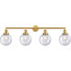 Franklin Restoration Large Beacon LED 44 inch Satin Gold Bath Vanity Light Wall Light in Seedy Glass, Franklin Restoration