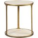 Clench 23.25 X 21.25 inch Antique Brass and Beige Travertine Side Table