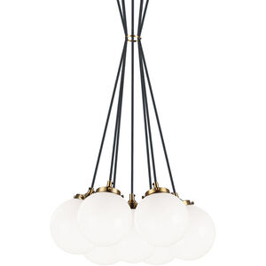 The Bougie 7 Light 18 inch Aged Gold Brass Pendant Ceiling Light in Aged Gold Brass and Opal Glass