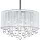 Water Drop 6 Light 18 inch Chrome Drum Shade Chandelier Ceiling Light in White