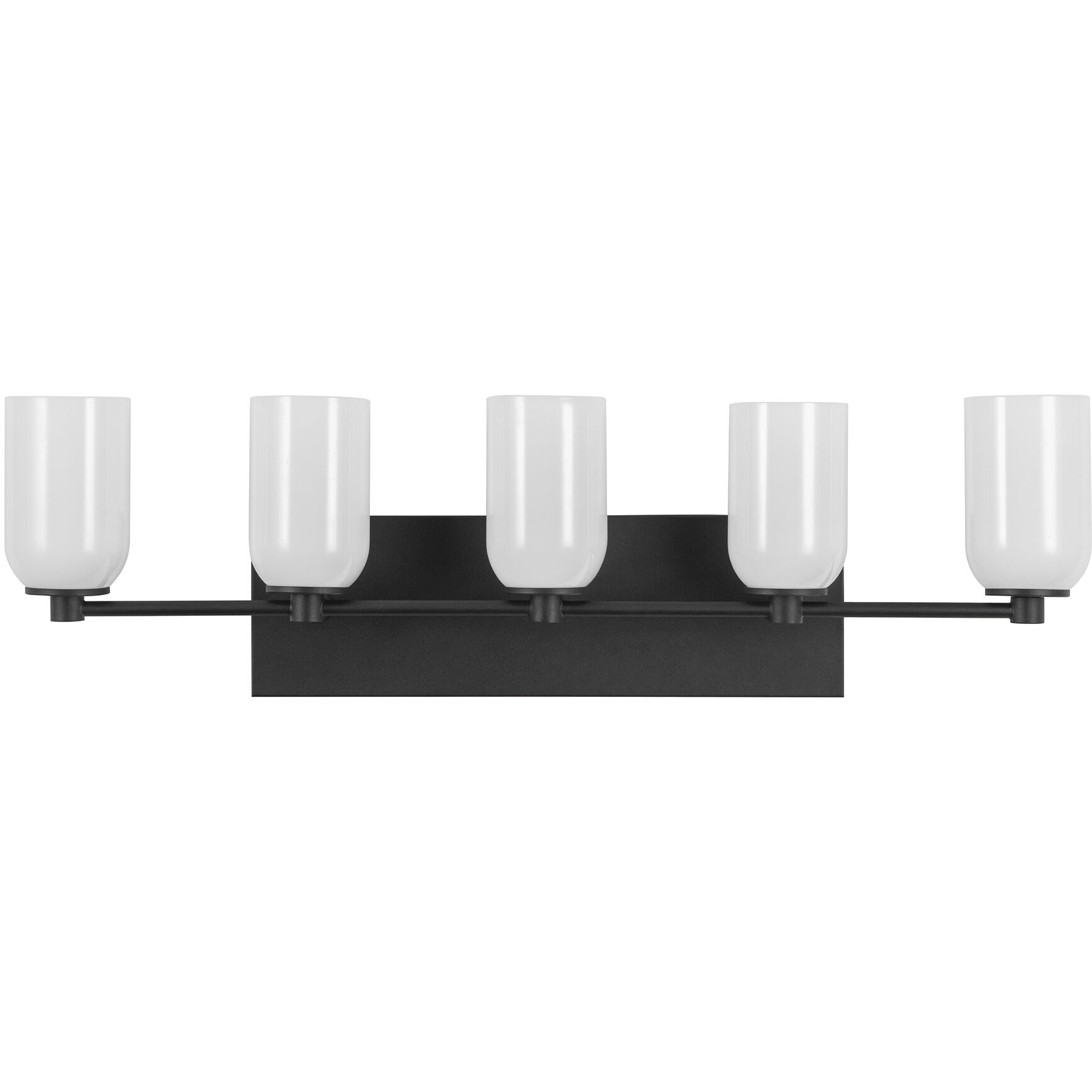 Nola Bath Vanity Light Wall Light in Black, Glossy Opal Glass Shade