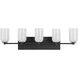 Nola Bath Vanity Light Wall Light in Black, Glossy Opal Glass Shade