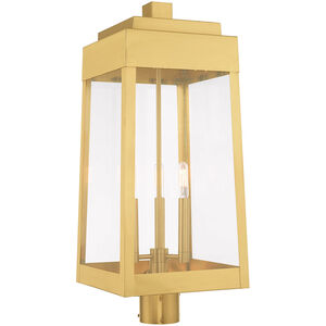 Oslo 3 Light 25 inch Satin Brass Outdoor Post Top Lantern