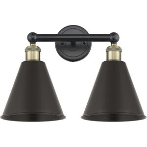 Ballston Cone 2 Light 17 inch Black Antique Brass and Matte Black Bath Vanity Light Wall Light