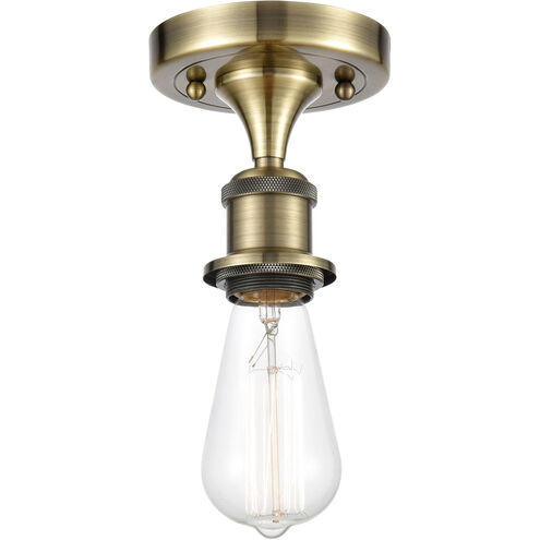 Ballston Bare Bulb 1 Light 5 inch Antique Brass Semi-Flush Mount Ceiling Light in Incandescent, No Shade, Ballston