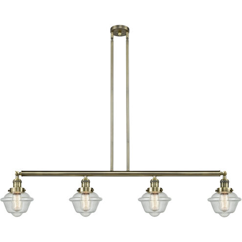 Franklin Restoration Small Oxford LED 52.13 inch Antique Brass Island Light Ceiling Light in Seedy Glass, Franklin Restoration