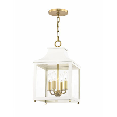 Leigh 4 Light 12 inch Aged Brass and White Pendant Ceiling Light